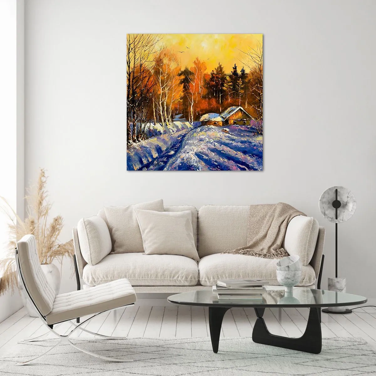 Quadro su vetro - Impressionismo invernale al sole - 50x50 cm