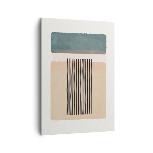 Quadro su tela - Stampe su Tela - Forme geometriche minimaliste nelle tonalità del beige e del verde - 50x70cm - Tutto a posto - Decorazione murale moderna per soggiorno e camera da letto ARTTOR