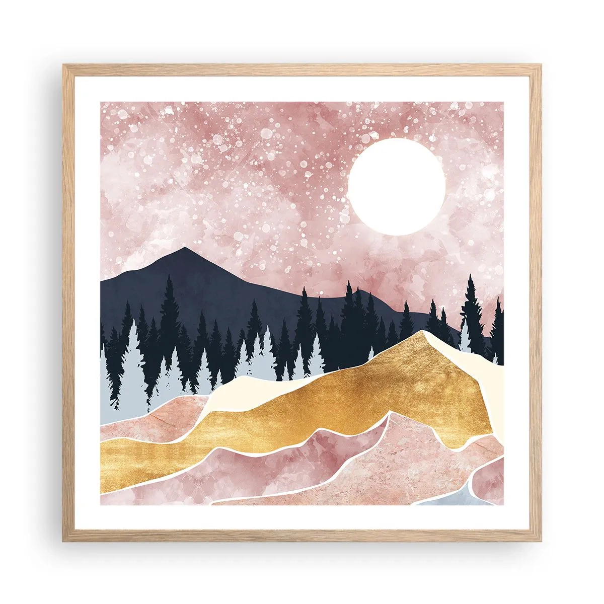 Poster in cornice rovere chiaro - Guardiano notturno - 60x60 cm