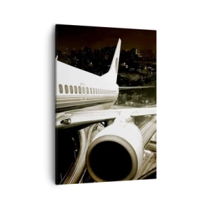 Quadro su tela - Stampe su Tela - Un aereo sopra una città notturna con autostrade illuminate - 50x70cm - Volare di notte - Decorazione murale moderna per soggiorno e camera da letto ARTTOR