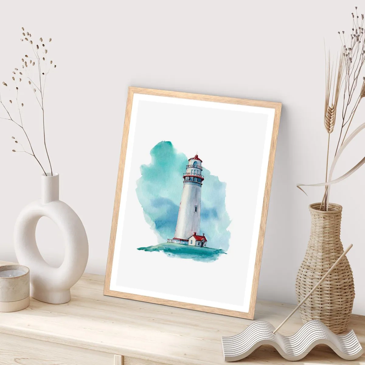 Poster in cornice rovere chiaro - Il mite amico del blu - 30x40 cm