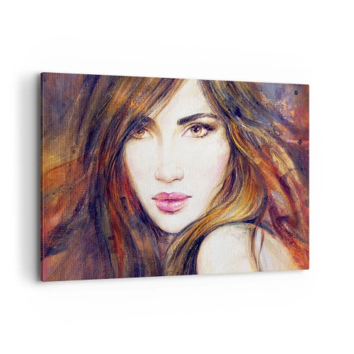 Quadro su tela - Stampe su Tela - Ritratto di donna in stile pittorico - 120x80cm - Un penny per i tuoi pensieri - Decorazione murale moderna per soggiorno e camera da letto ARTTOR