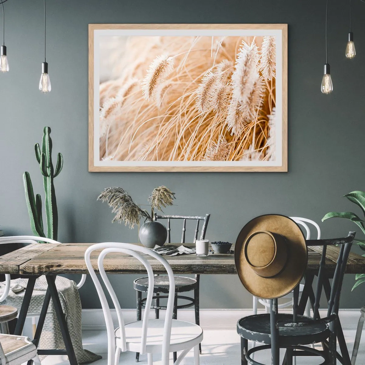 Poster in cornice rovere chiaro - Il fruscio dorato dell'erba - 40x30 cm