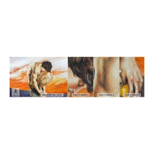 Campione di Fotomurale Premium Sand - Immerso in se stesso - Corpo, Uomo, Statua - 100x30 cm
