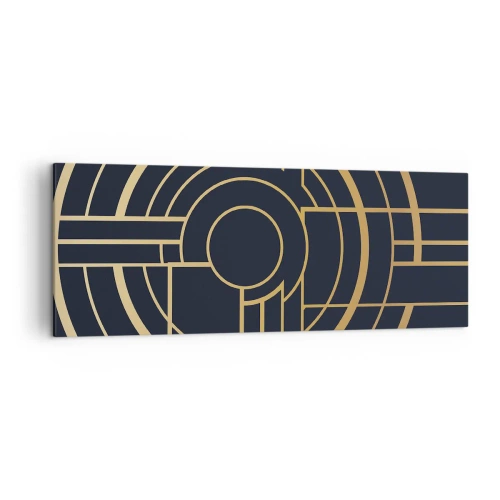Quadro su tela - Stampe su Tela - Motivo geometrico con linee dorate - 140x50cm - Il giro delle cose - Decorazione murale moderna per soggiorno e camera da letto ARTTOR