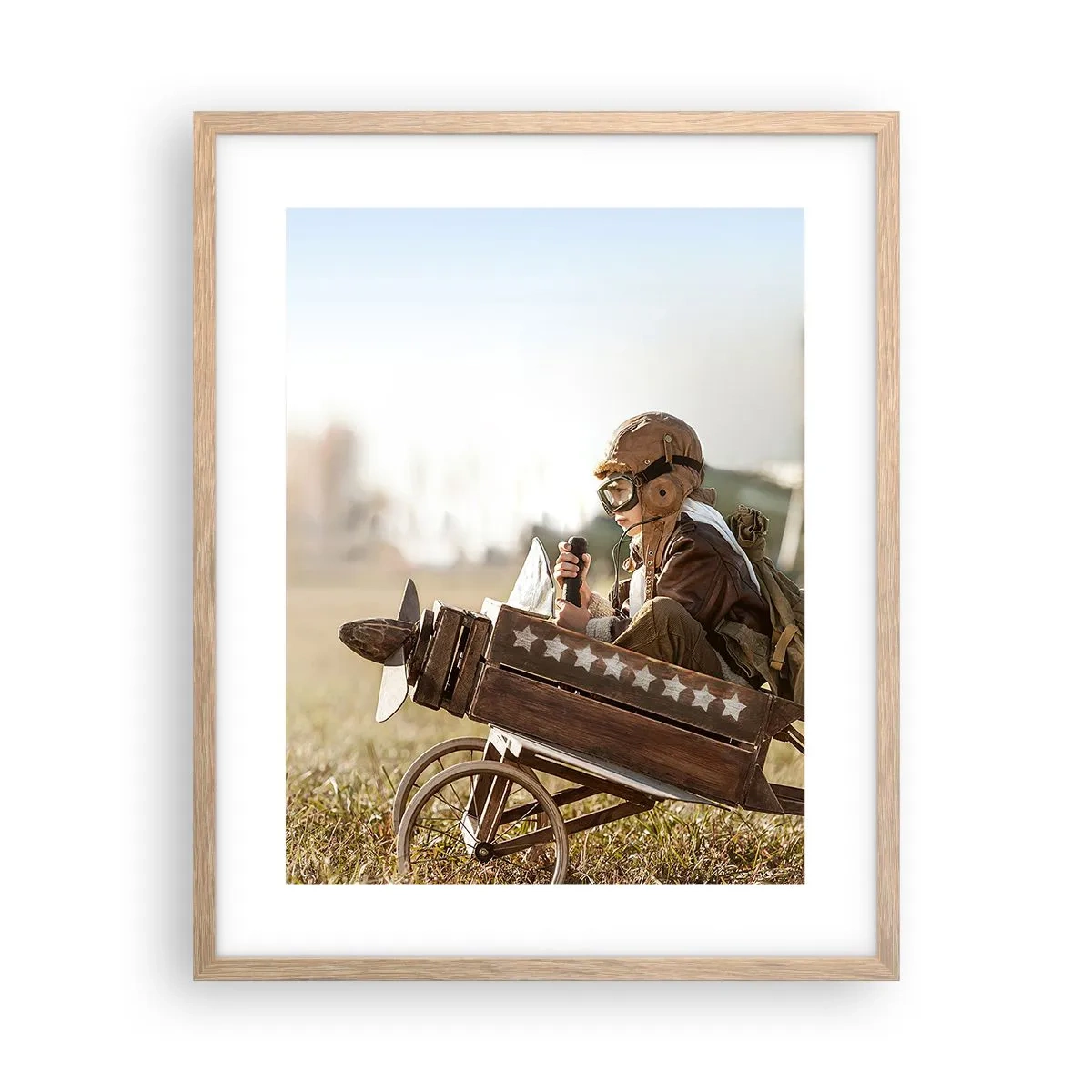 Poster in cornice rovere chiaro - Decollo verso i sogni - 40x50 cm