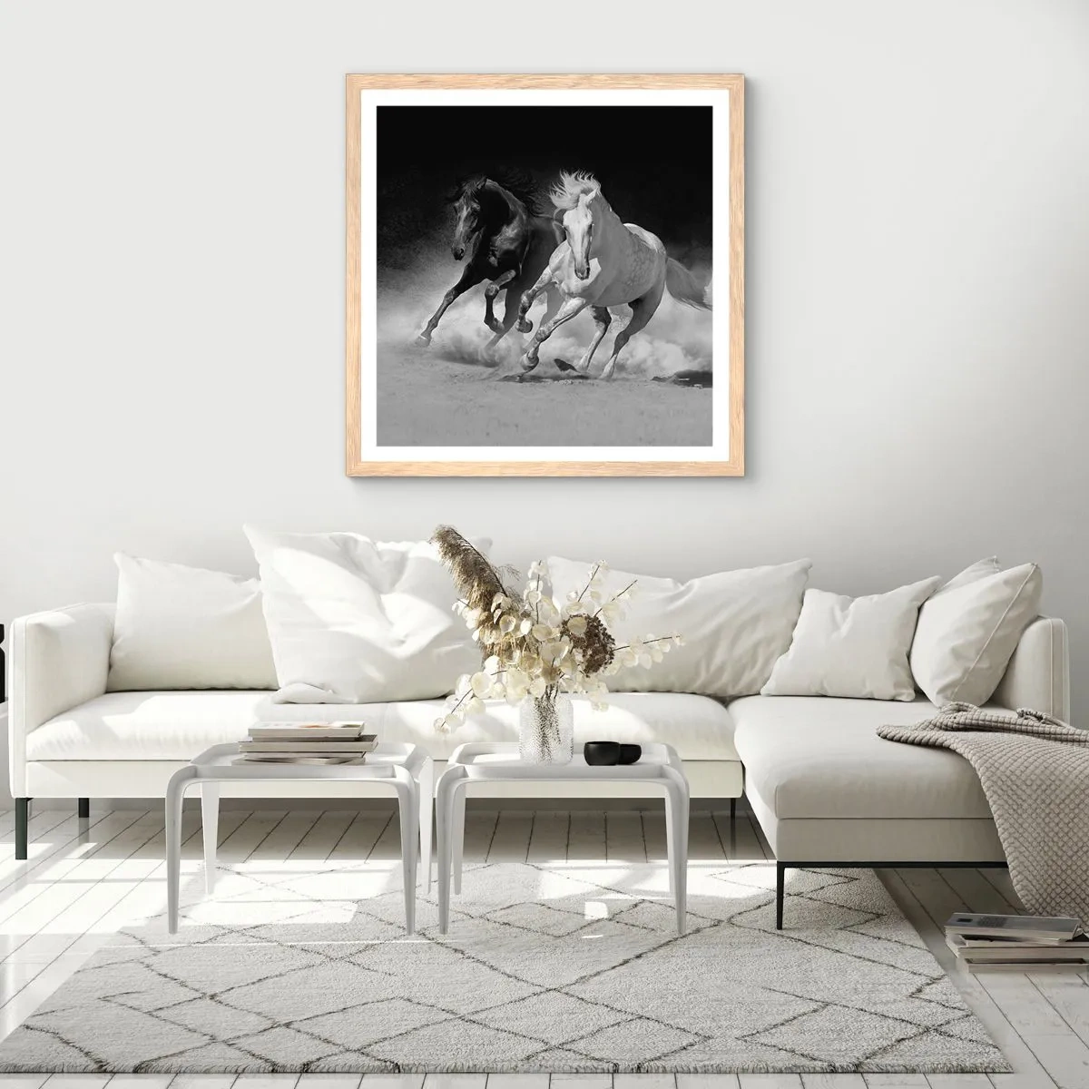 Poster in cornice rovere chiaro - Il galoppo della libertà - 40x40 cm