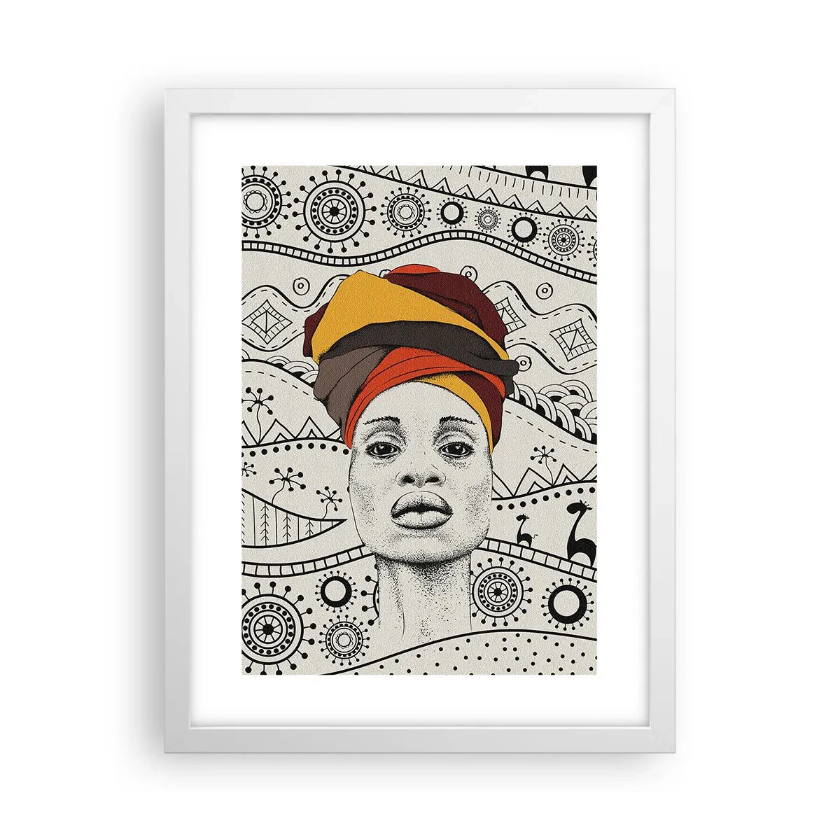 Poster in cornice bianca - Ritratto africano - 30x40 cm