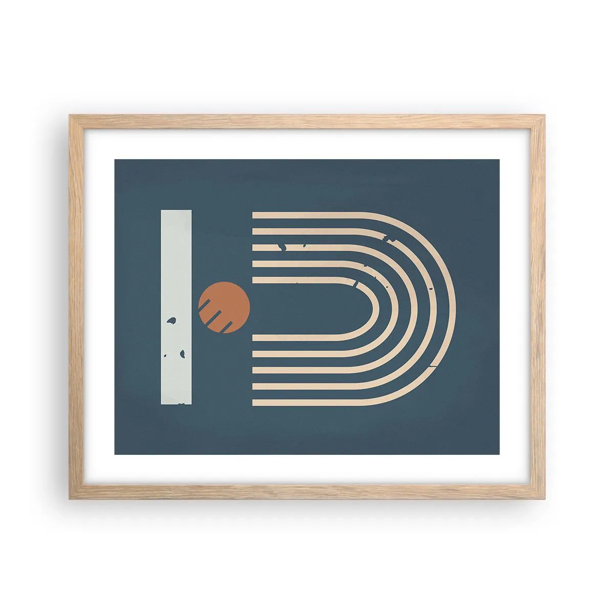Poster in cornice rovere chiaro - Geometria in blu - 50x40 cm