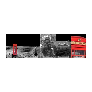 Campione Di Fotomurale Standard Eco - Scherzo cosmico - Astrazione, Luna, Astronauta - 100x30 cm