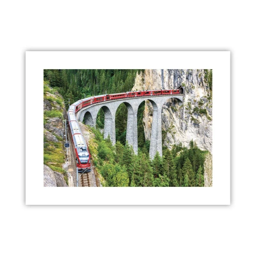 Poster - Il treno tra i monti - 40x30 cm