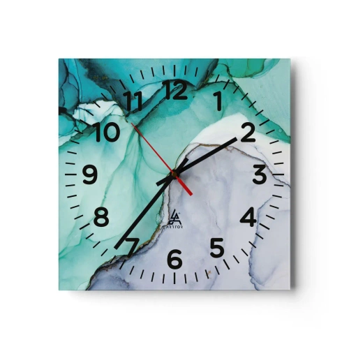 Orologio da parete - Orologio in Vetro - Studio in turchese - 40x40 cm
