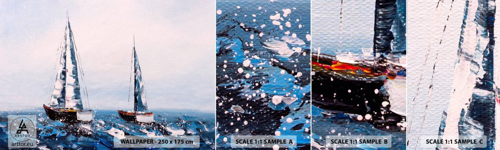 Campione di Fotomurale Adesivo Deluxe Sticker - Fratellanza nel vento - Barche a vela, Paesaggio, Mare - 100x30 cm