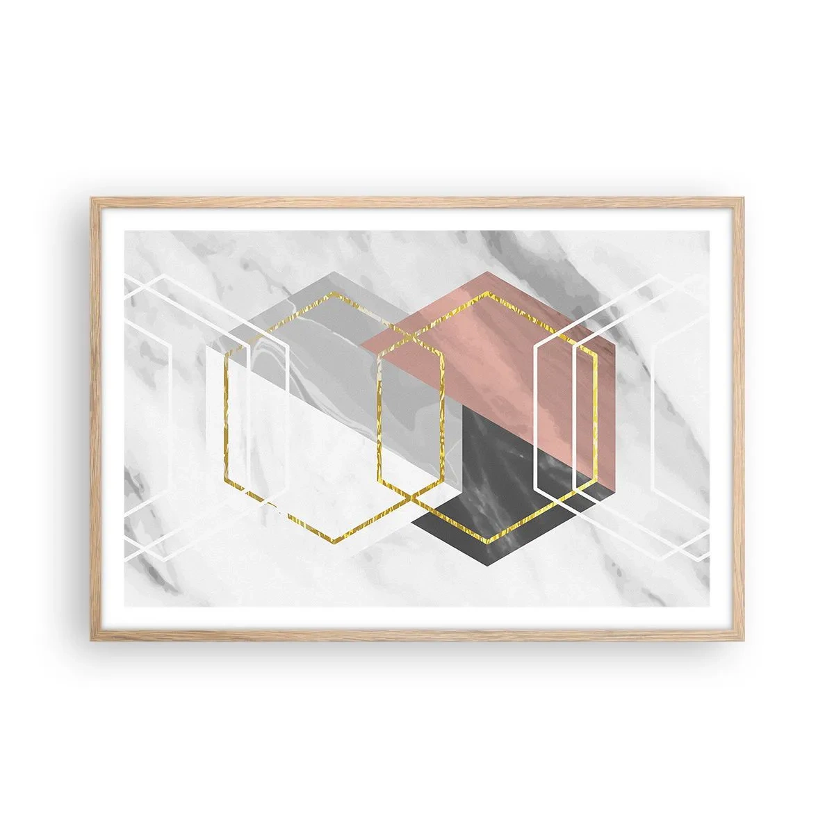 Poster in cornice rovere chiaro - Composizione a catena - 91x61 cm