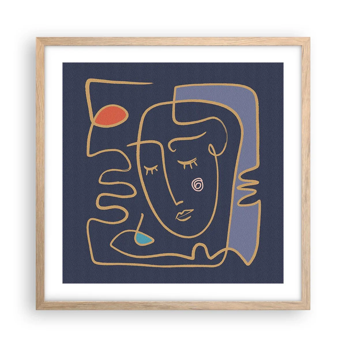 Poster in cornice rovere chiaro - Pensierosa - 50x50 cm