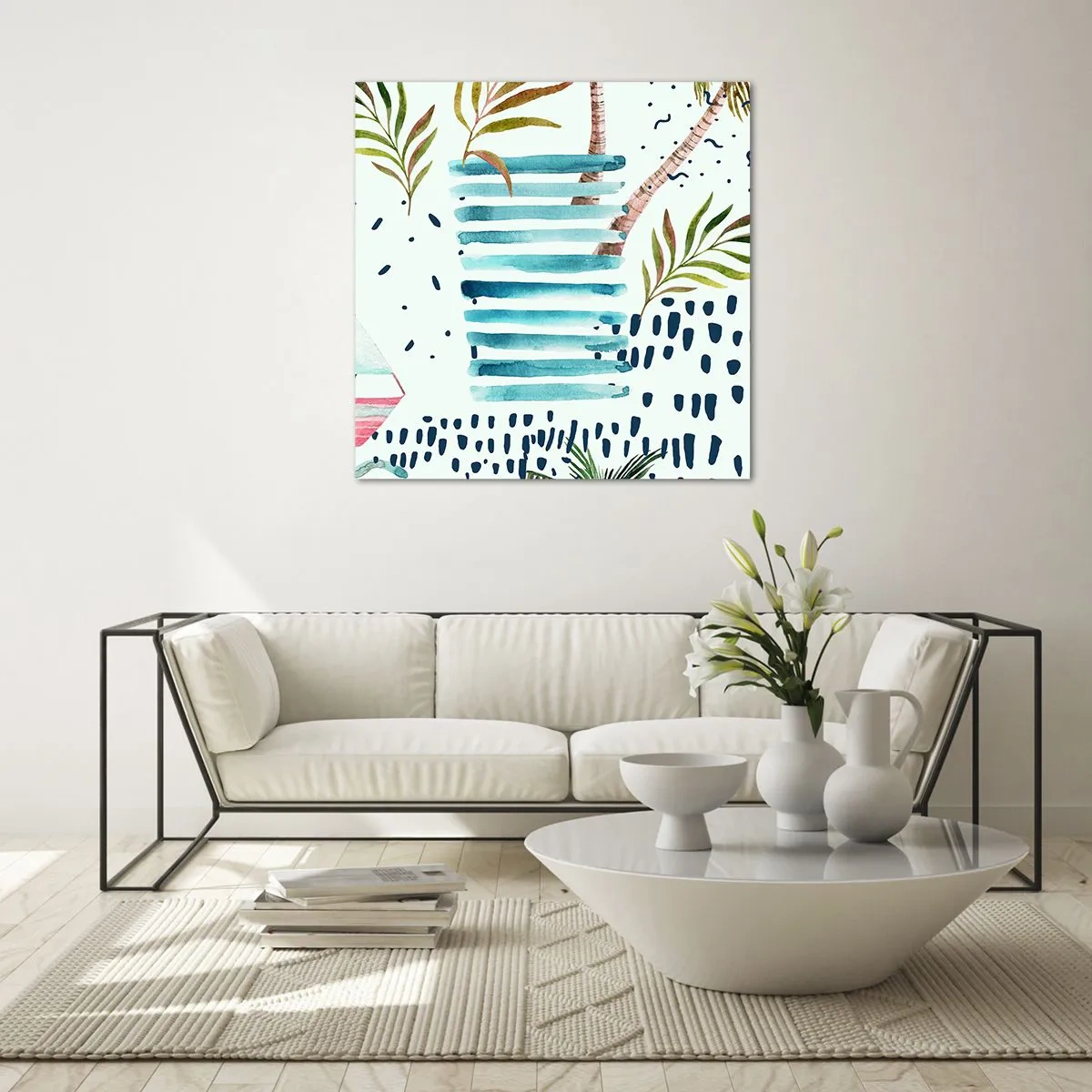 Quadro su vetro - Vacanze sotto le palme - 50x50 cm