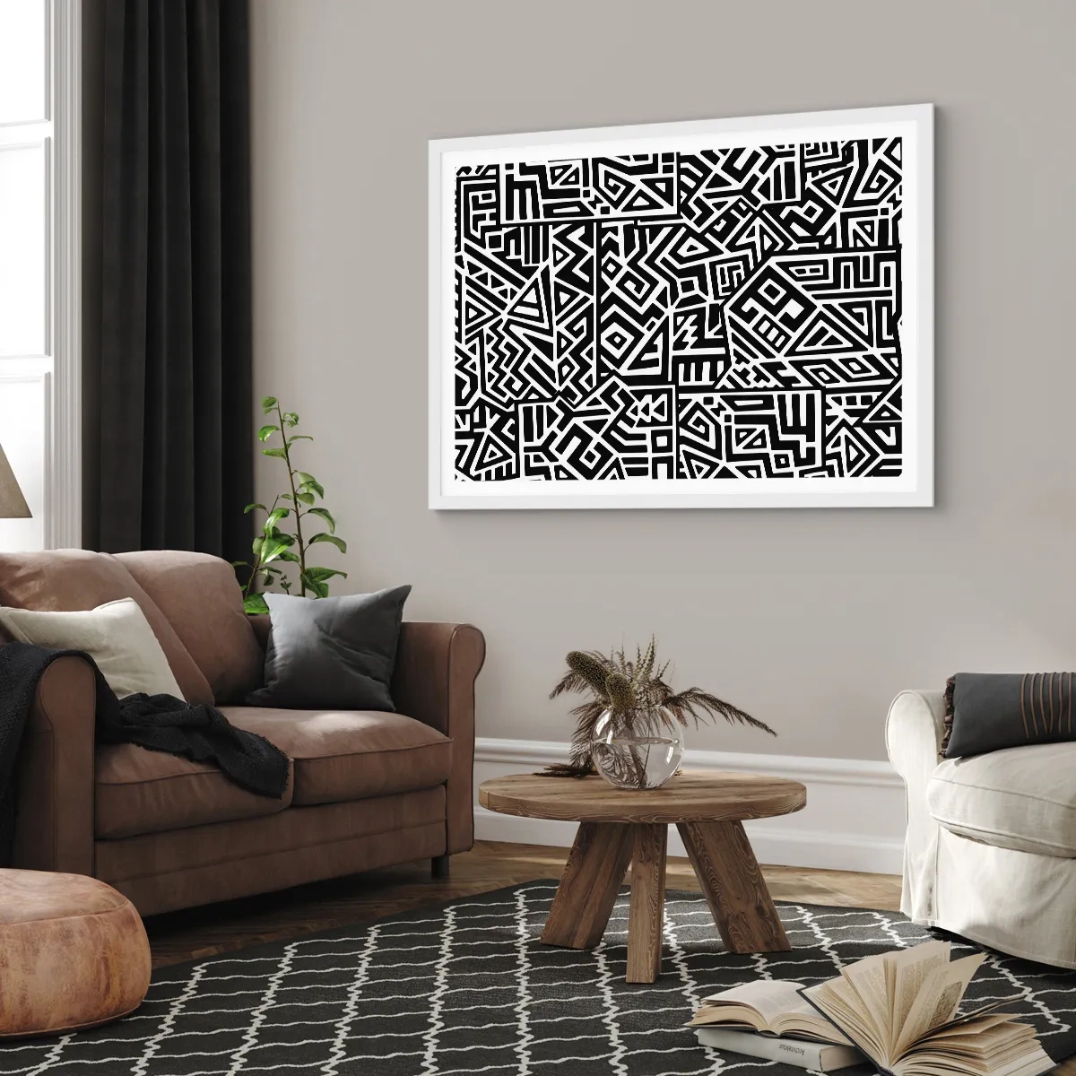 Poster in cornice bianca - Composizione precolombiana - 40x30 cm