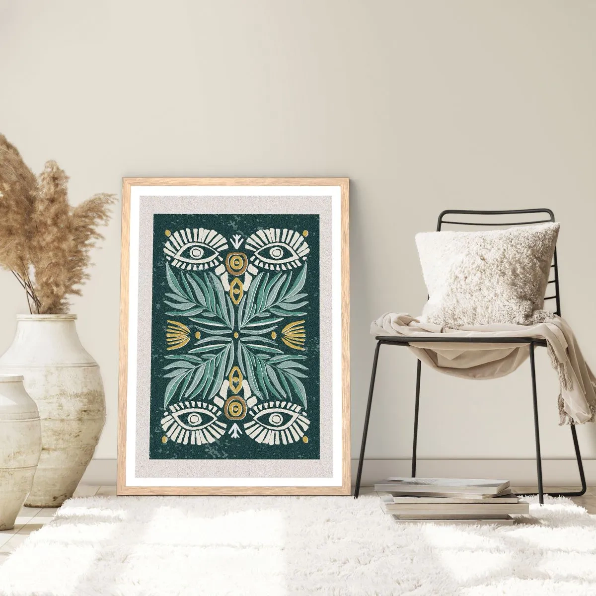 Poster in cornice rovere chiaro - Geometrie di arte popolare - 50x70 cm