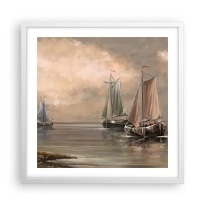 Poster in cornice bianca - Il ritorno dei marinai - 50x50 cm