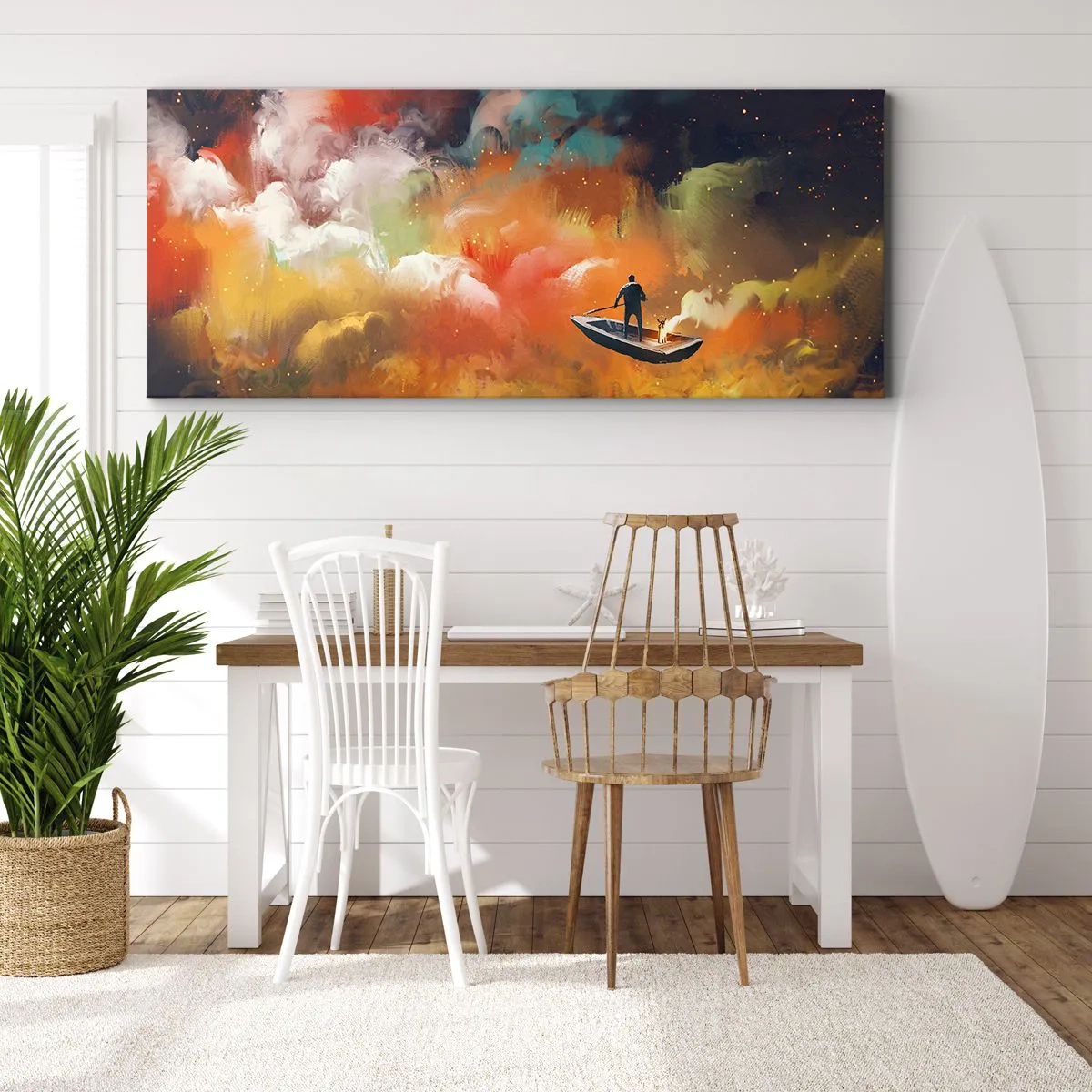Quadro su tela - Stampe su Tela - In barca attraverso la galassia - 100x40 cm