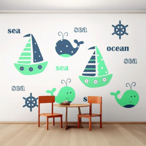 Fotomurali Premium Canvas - Attraverso i mari e gli oceani - Per bambini, Nautico, Barca a vela - 350x256 cm