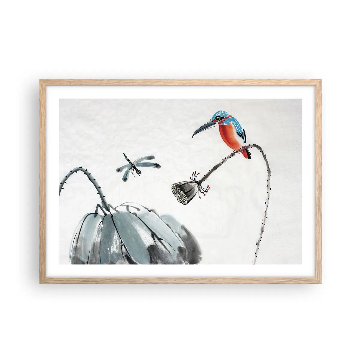 Poster in cornice rovere chiaro - La vita del prato - 70x50 cm