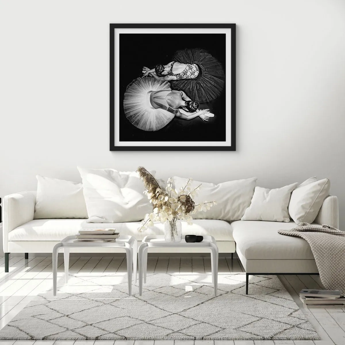 Poster in cornice nera - Yin e yang -  equilibrio ideale - 60x60 cm