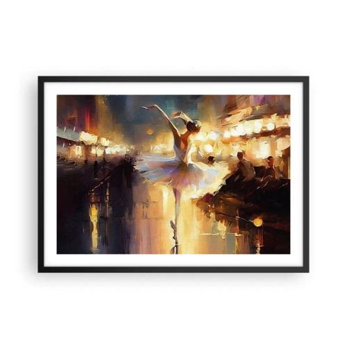 Poster in cornice nera - Una ballerina che balla davanti a un palco illuminato - 70x50cm - Miracolo nella strada - Decorazione murale moderna per soggiorno e camera da letto ARTTOR