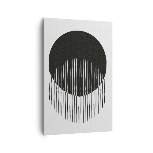 Quadro su tela - Stampe su Tela - Due cerchi sovrapposti con linee bianche e nere - 80x120cm - Il suo alter ego - Decorazione murale moderna per soggiorno e camera da letto ARTTOR