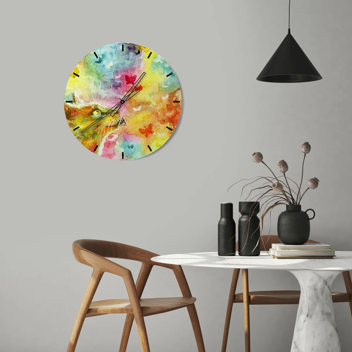 Orologio da parete - Orologio in Vetro - Storie dal paese dei gatti - 40x40 cm