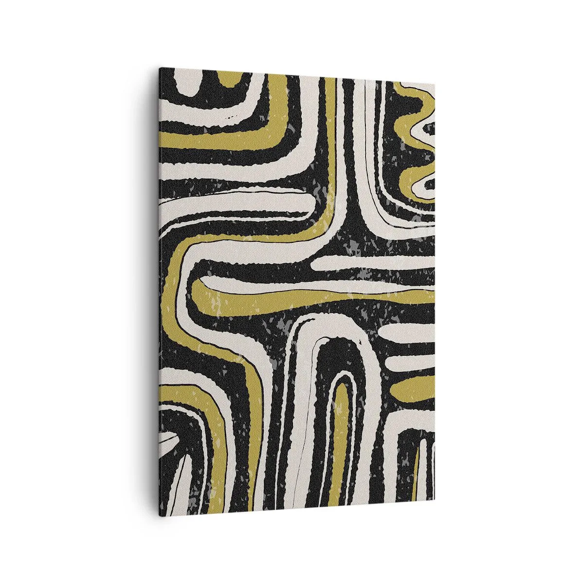 Quadro su tela - Stampe su Tela - Motivo astratto in nero, bianco e oro - 70x100cm - Composizione: strade e vicoli - Decorazione murale moderna per soggiorno e camera da letto ARTTOR