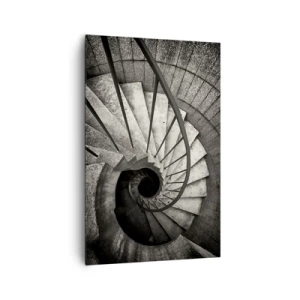 Quadro su tela - Stampe su Tela - Scala a chiocciola bianca e nera in stile moderno - 80x120cm - Salire e scendere - Decorazione murale moderna per soggiorno e camera da letto ARTTOR