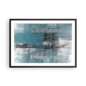 Poster in cornice nera - Una composizione astratta nelle tonalità del blu con texture e strati. - 70x50cm - Acqua e aria - Decorazione murale moderna per soggiorno e camera da letto ARTTOR