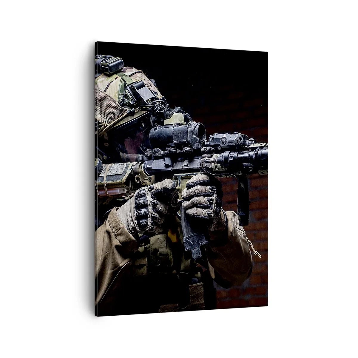 Quadro su tela - Stampe su Tela - Un soldato in equipaggiamento completo con un fucile - 50x70cm - Mortalmente efficace - Decorazione murale moderna per soggiorno e camera da letto ARTTOR