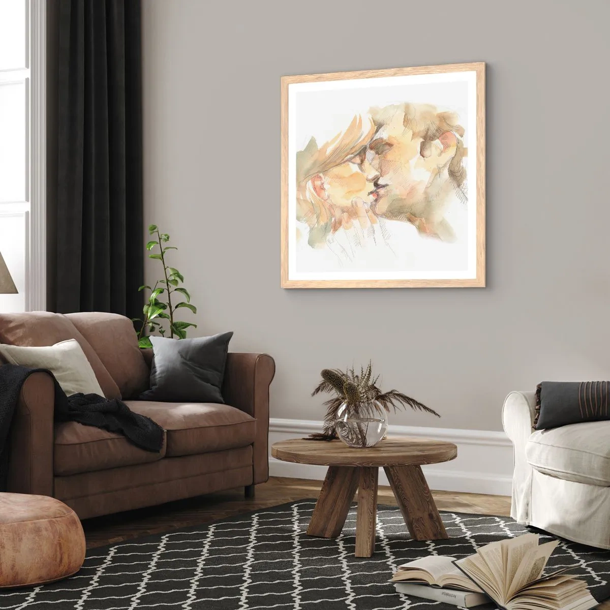 Poster in cornice rovere chiaro - Sarà l'anima gemella? - 40x40 cm