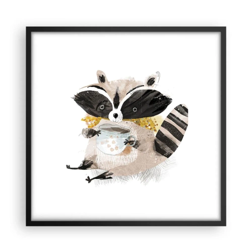 Poster in cornice nera - Il mio amico procione - 50x50 cm