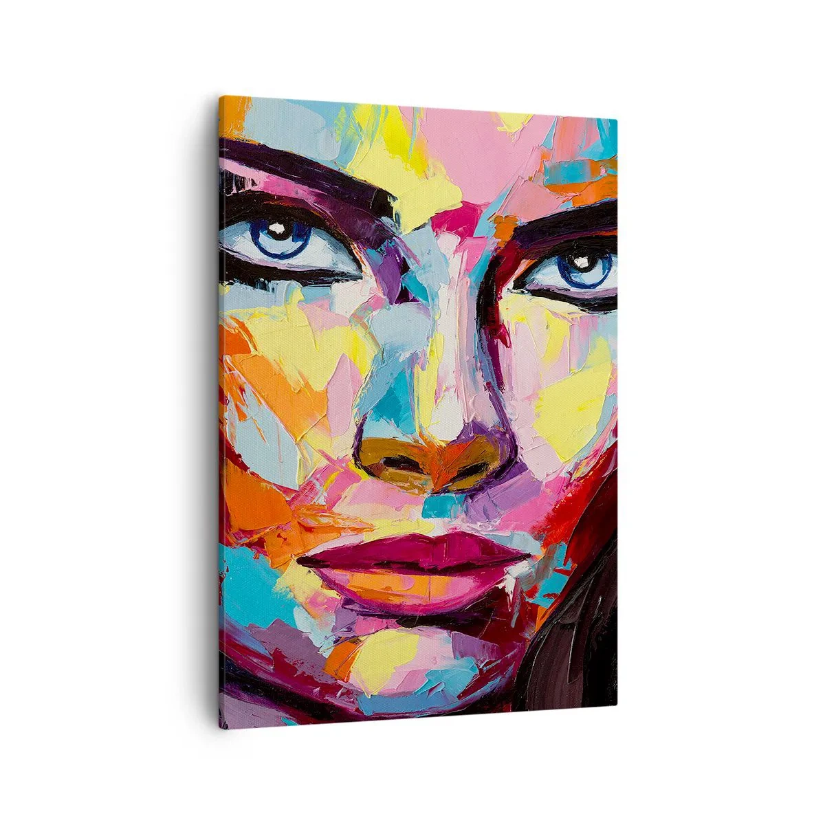 Quadro su tela - Stampe su Tela - Un ritratto astratto e colorato di una donna dai colori intensi. - 50x70cm - Anche l'anima è colorata - Decorazione murale moderna per soggiorno e camera da letto ARTTOR