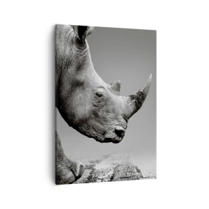 Quadro su tela - Stampe su Tela - Ritratto di un rinoceronte sullo sfondo di un deserto grigio - 50x70cm - Forza irrefrenabile - Decorazione murale moderna per soggiorno e camera da letto ARTTOR