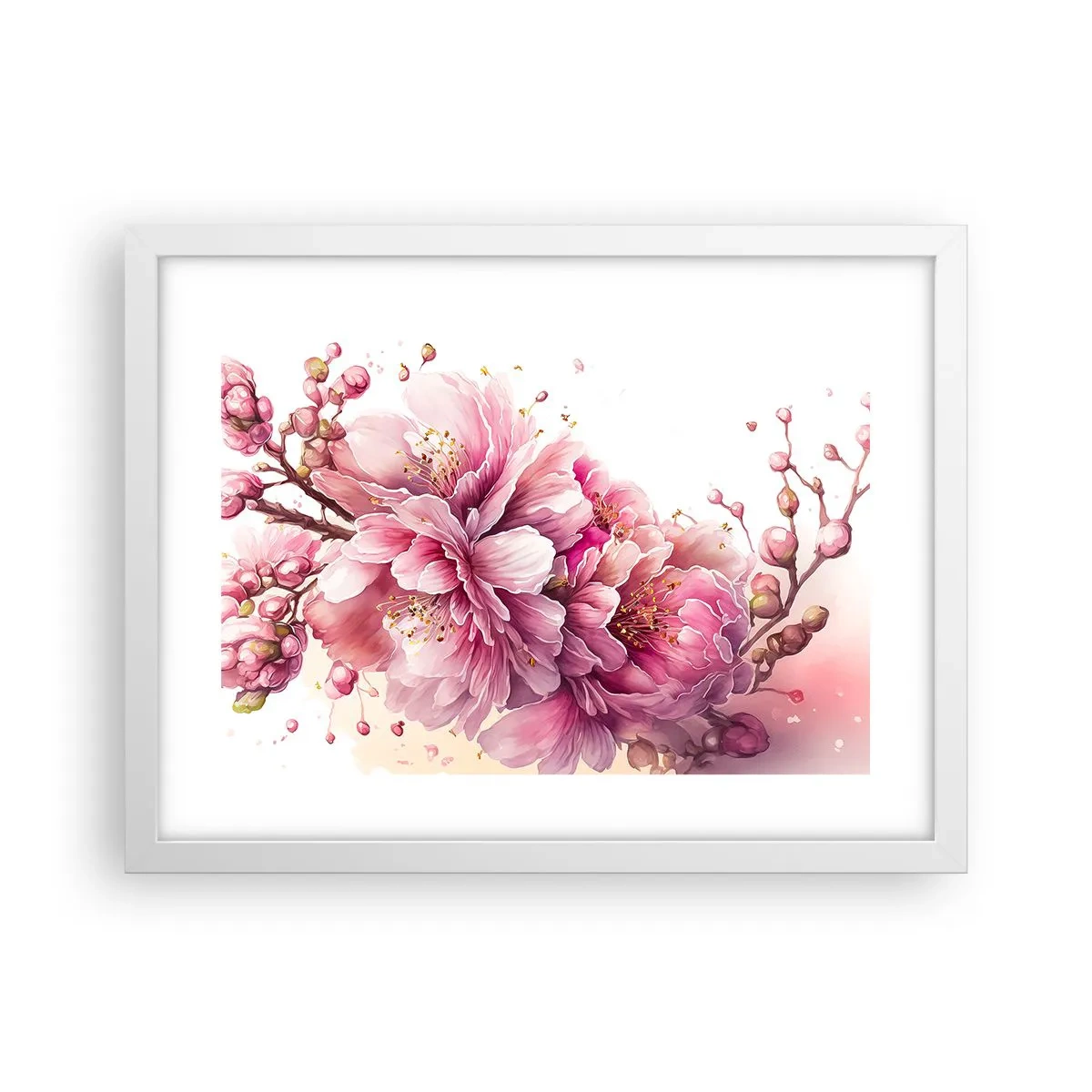 Poster in cornice bianca - Fiore di ciliegio - 40x30 cm