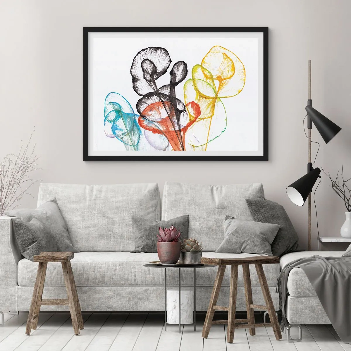 Poster in cornice nera - Fiori con l'anima - 91x61 cm