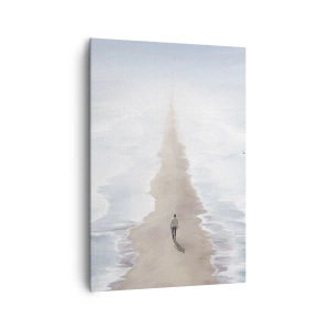 Quadro su tela - Stampe su Tela - Una figura su una strada solitaria in mezzo a un vasto paesaggio acquatico - 70x100cm - Un futuro luminoso - Decorazione murale moderna per soggiorno e camera da letto ARTTOR