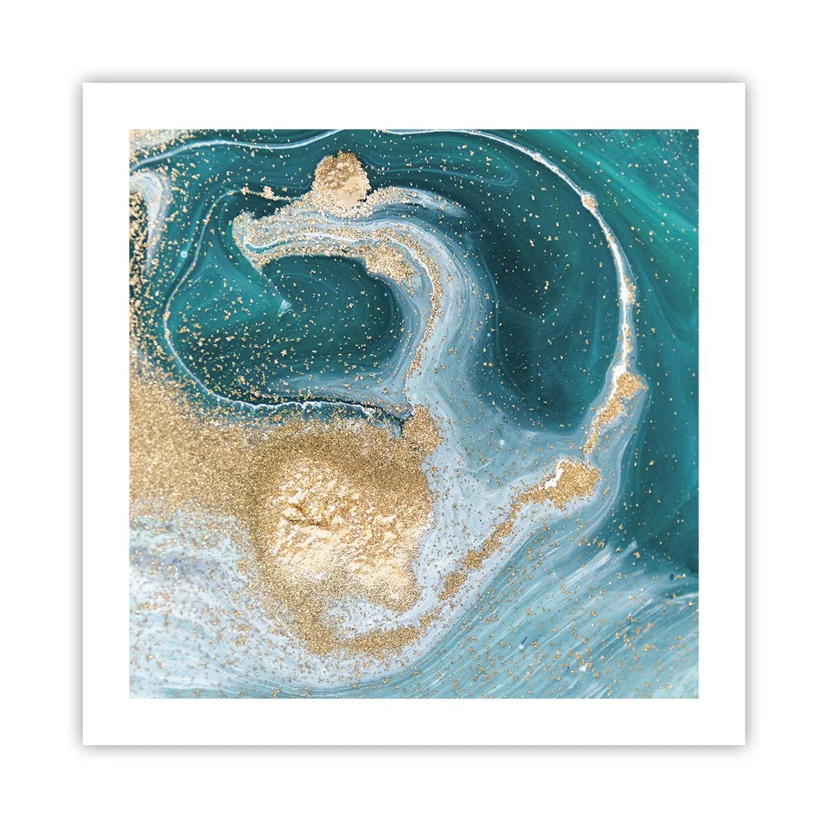 Poster - Vortice di oro e turchese - 50x50 cm