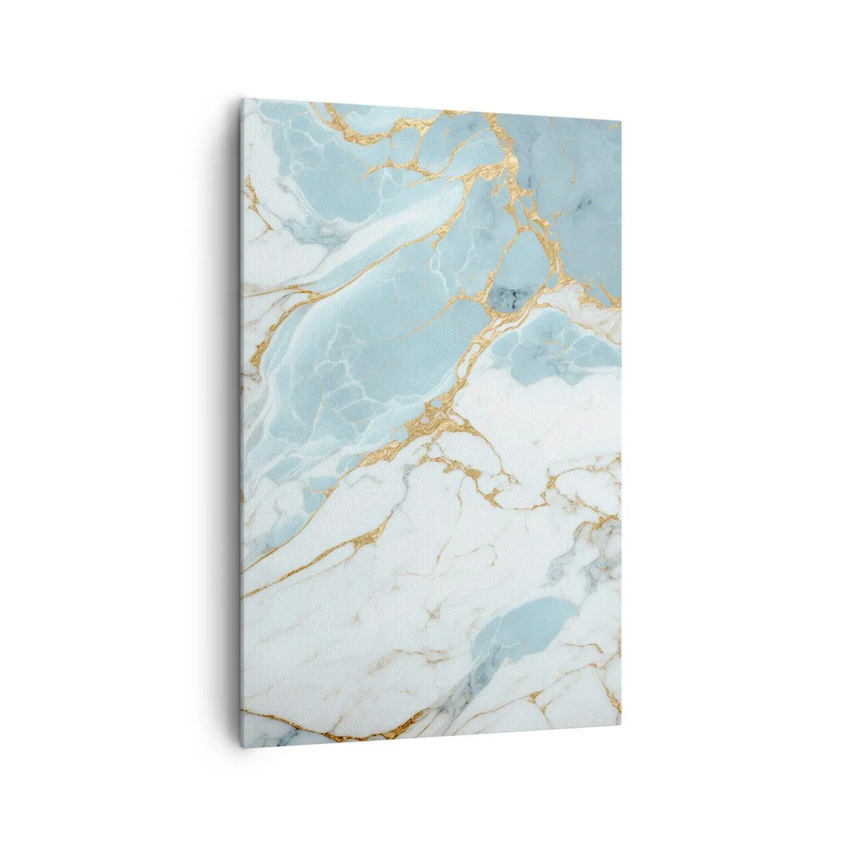 Quadro su tela - Stampe su Tela - Motivi in marmo blu e bianco con venature dorate aggiunte - 80x120cm - La ricchezza della pietra - Decorazione murale moderna per soggiorno e camera da letto ARTTOR