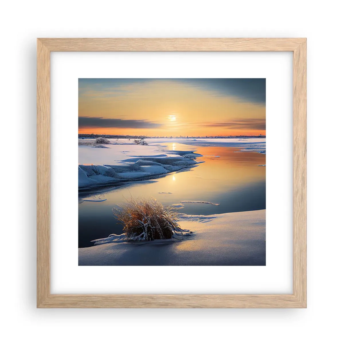 Poster in cornice rovere chiaro - Tramonto invernale - 30x30 cm