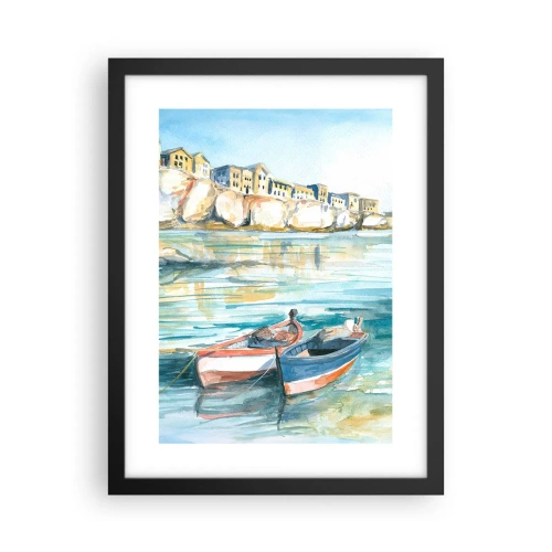 Poster in cornice nera - Paesaggio in azzurro - 30x40 cm