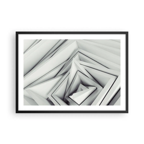 Poster in cornice nera - Una composizione astratta di forme geometriche nelle tonalità del grigio. - 70x50cm - Germogli spigolosi - Decorazione murale moderna per soggiorno e camera da letto ARTTOR
