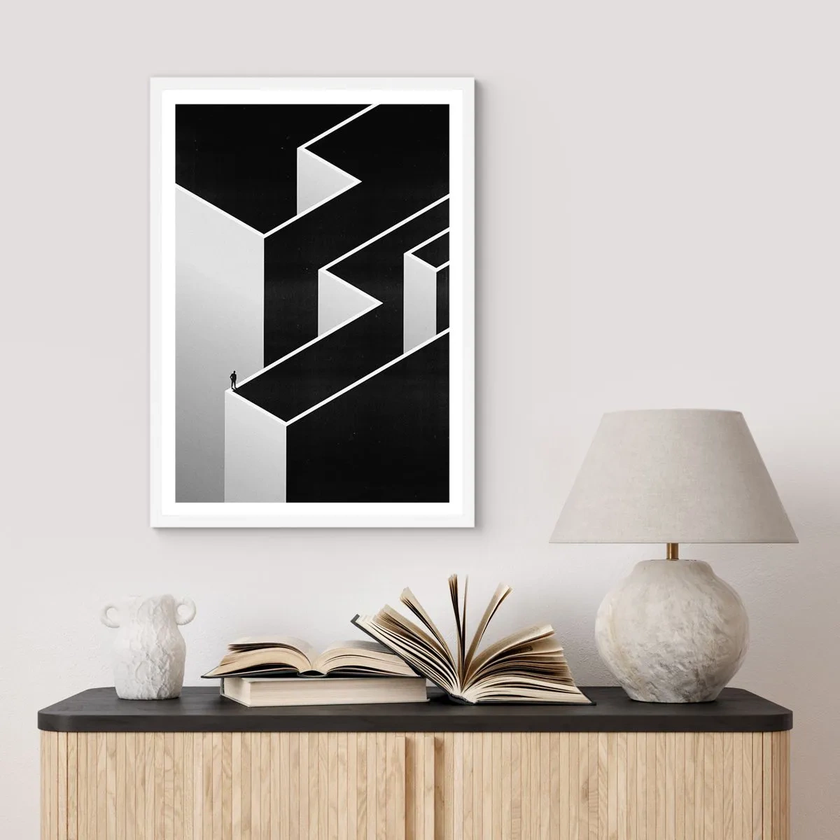 Poster in cornice bianca - Solitudine al vertice - 40x50 cm