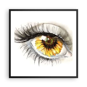 Poster in cornice nera - Uno sguardo caldo come l'estate - 60x60 cm