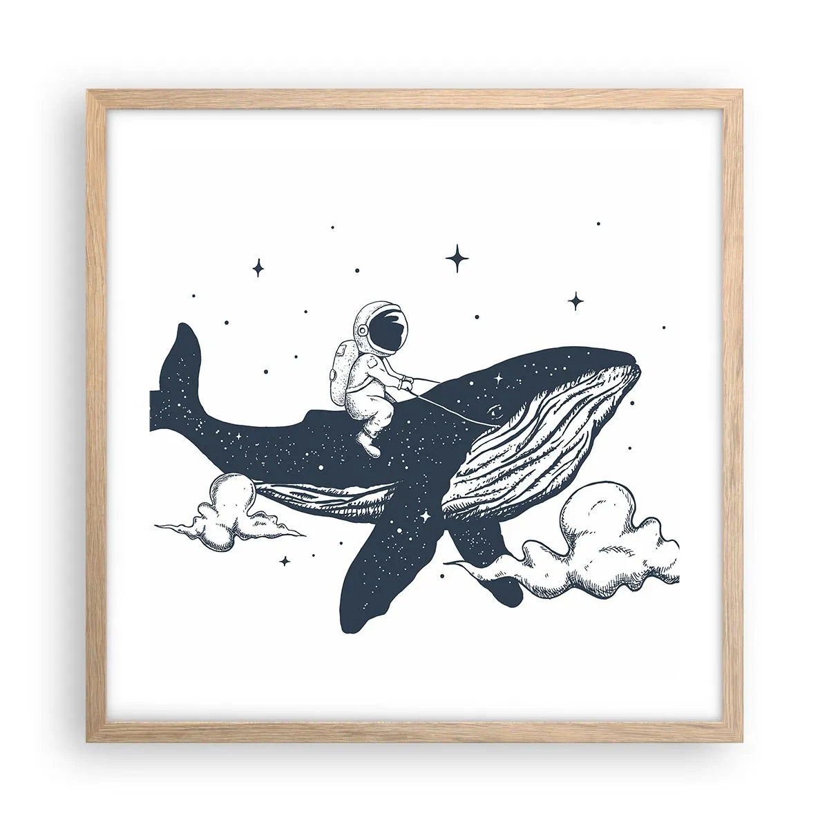 Poster in cornice rovere chiaro - Avventura nello spazio - 50x50 cm