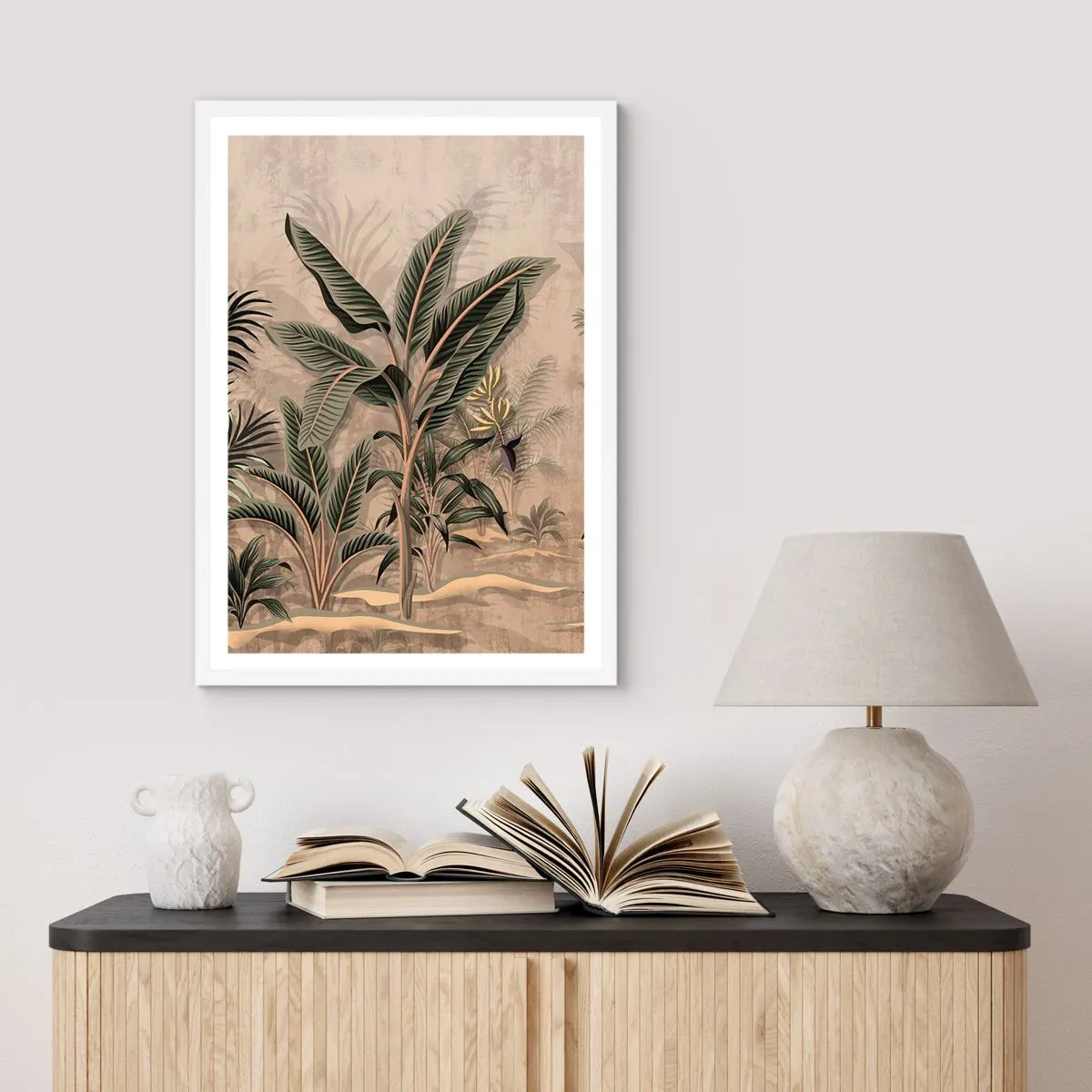 Poster in cornice bianca - Incisione in stile coloniale - 40x50 cm